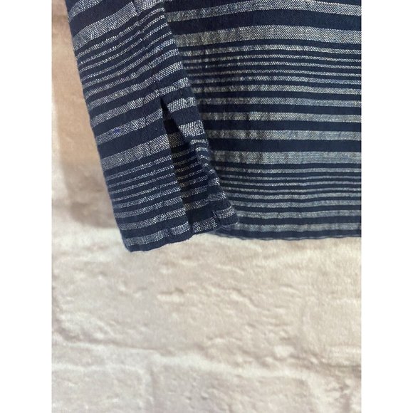 Eileen Fisher XL Organic Cotton Linen Modal Blend Blue Striped Tank Top EUC 9204 - Picture 6 of 8